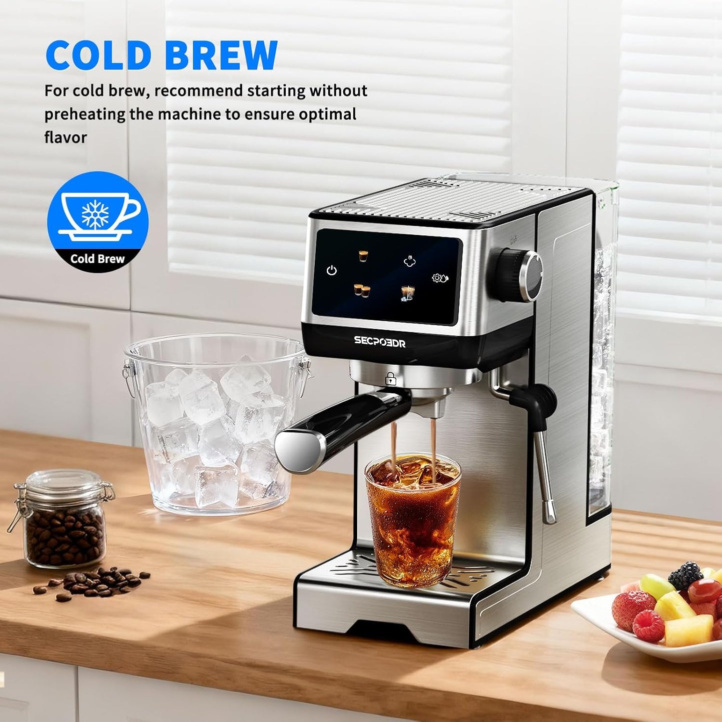 Espresso Machine, 20 Bar Cappuccino Machines with Milk Frother for Home, Compact Espresso Maker & Stainless Steel Coffee Machine for Cappuccino, Latte, Cold Brew, Silver