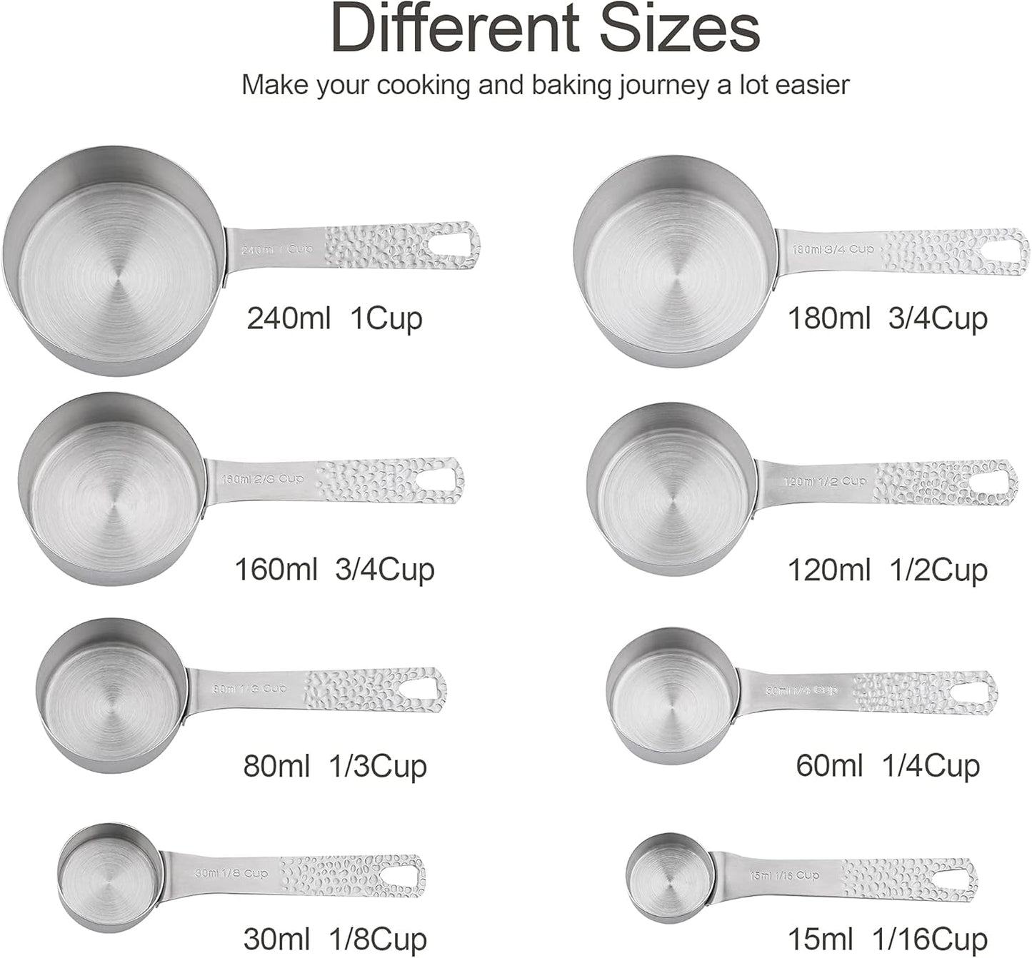 Smithcraft Measuring Cups and Spoons Set, 18 Piece 18/8 Stainless Steel Measuring Cups and Spoons Set for Dry & Liquid, Metric & US Metal 8Measure Cup and 9 Spoon & Leveler for Baking & Kitchen