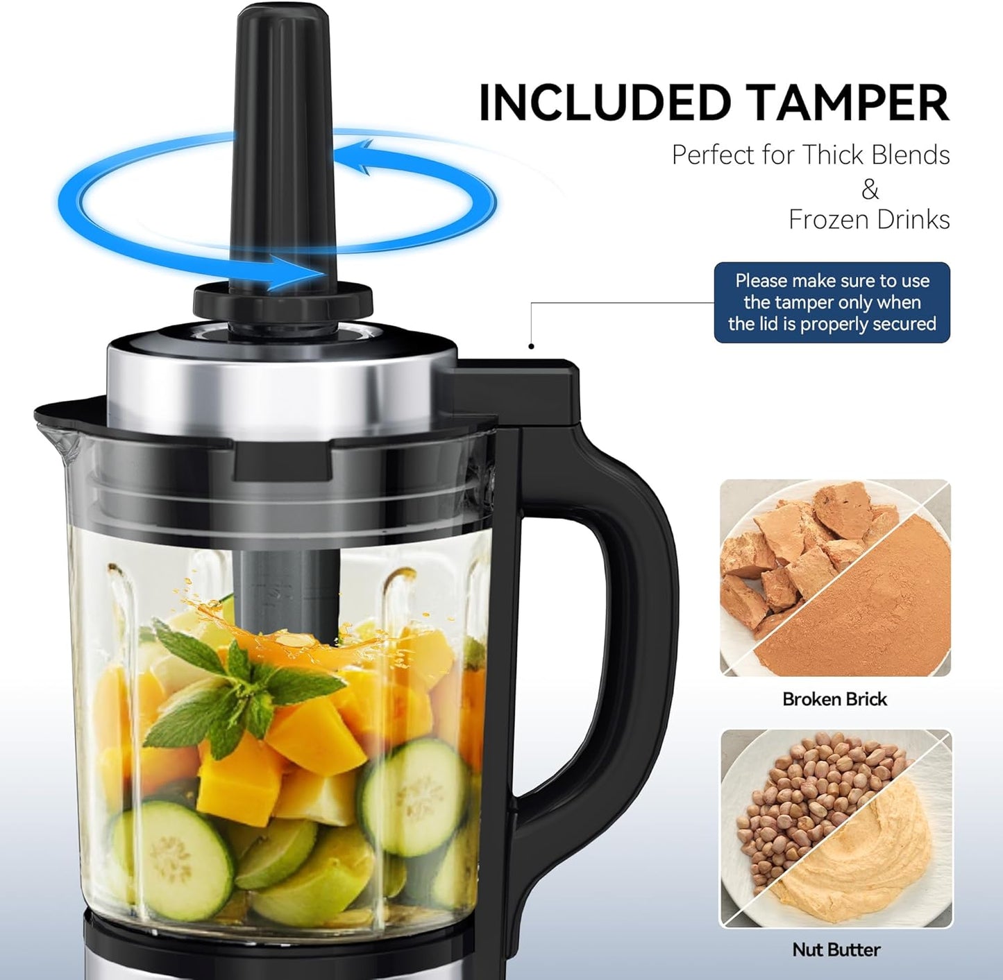 Glass Blenders for Kitchen with Tamper, Blender for Smoothies, Professional Blenders 1500W Motor, 9 Adjustable Speeds, 14 Preset Programs, High-Speed Heating Blender for Nut Milk, Soups, Sauces & More