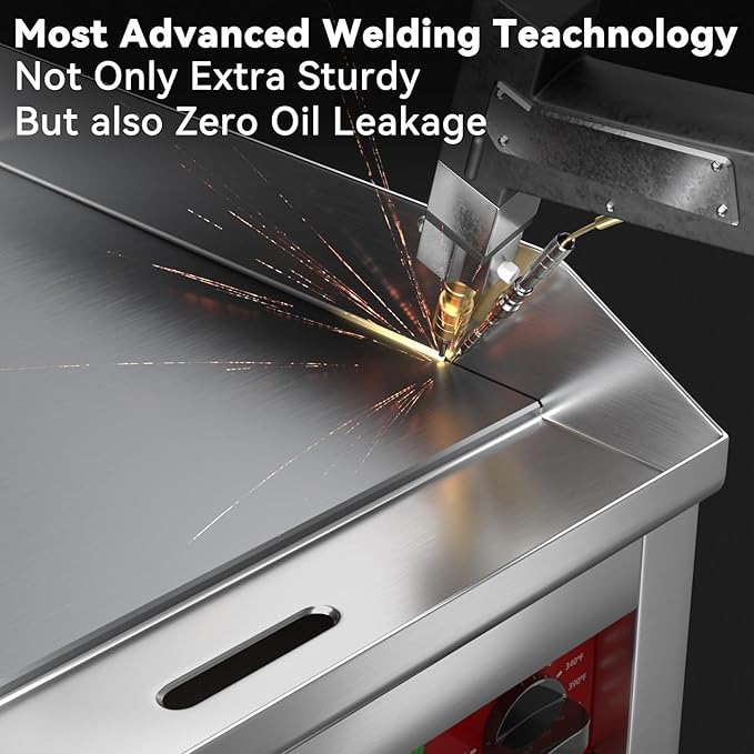 CROSSON 36"*16" Large Commercial Electric Countertop Griddle,Flat Top Heavy Duty Griddles with Non-Stick 1/2" Thick Iron Cooking Plate for Restaurant use-240V/6600W (EG-918C)