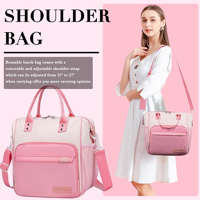Aesthetic Lunch Box for Women Preppy Insulated Lunch Bag for Young Ladies College Lunch Tote Bag School Supplies Accessories