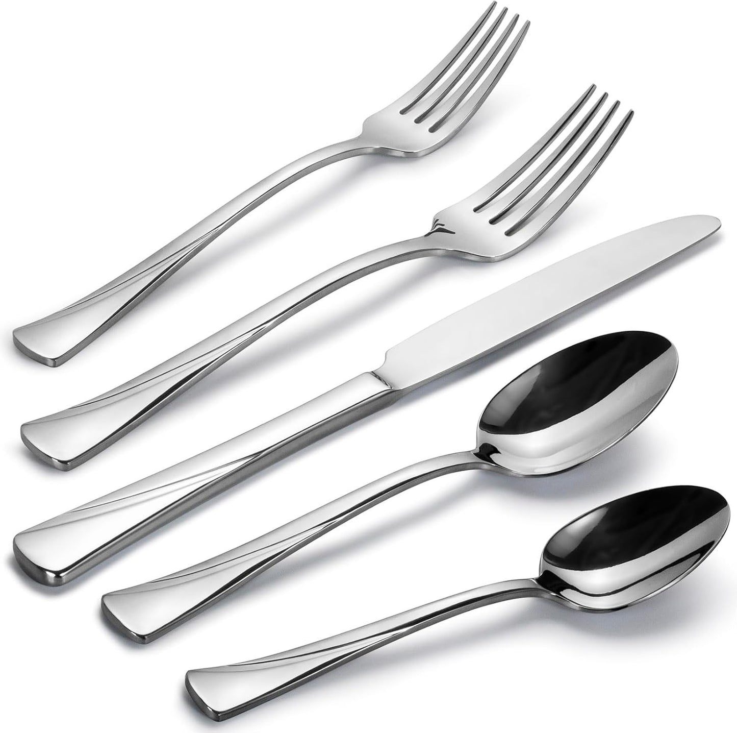 Alata Alice 40-Piece Silverware Set Stainless Steel Flatware Set,Service for 8,Mirror Polished Cutlery Set,Dishwasher Safe