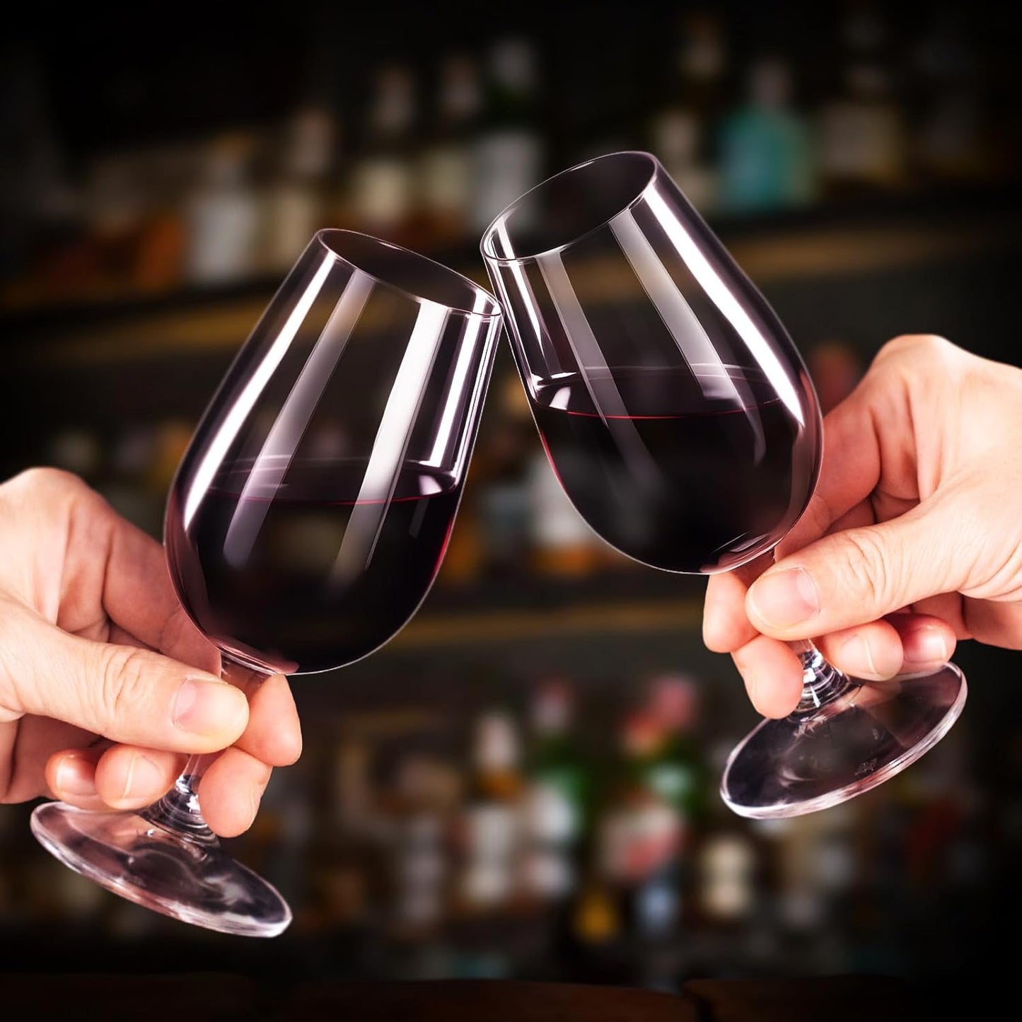 KAMMAK Wine Glasses Set of 2, 6.7 oz Hand Blown Crystal Bordeaux Wine Glasses, Thin Rim & Long Stem, Perfect for Red & White, Daily Use, Wedding Anniversary or Birthday Gift with Gift Box, Port