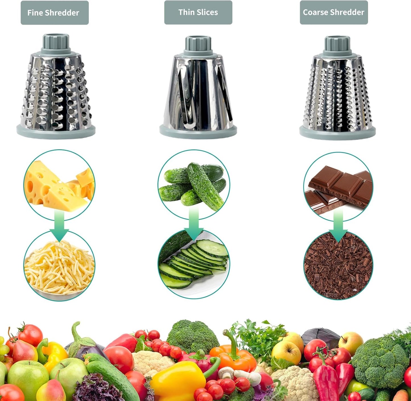 Cheese Grater with Handle, Multifunctional Manual Rotary Cheese Grater - Cheese Shredder Easily Chop Carrots, Potatoes, Vegetables and Fruits and Easy to Clean(blue)