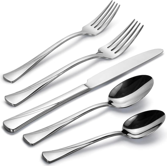 Alata Alice 30-Piece Silverware Set Stainless Steel Flatware Set,Service for 6,Mirror Polished Cutlery Set,Dishwasher Safe