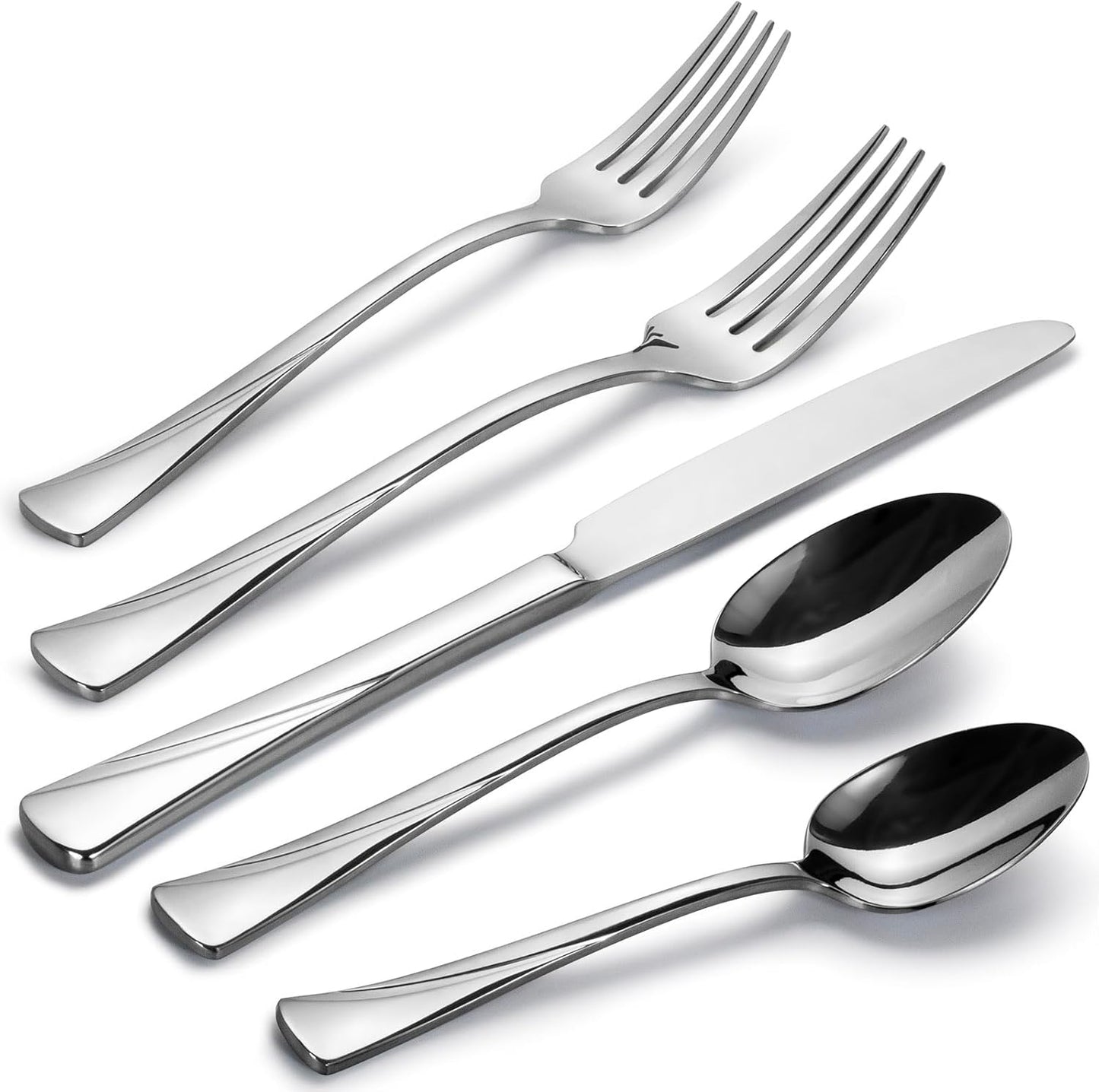 Alata Alice 60-Piece Silverware Set Stainless Steel Flatware Set,Service for 12,Mirror Polished Cutlery Set,Dishwasher Safe