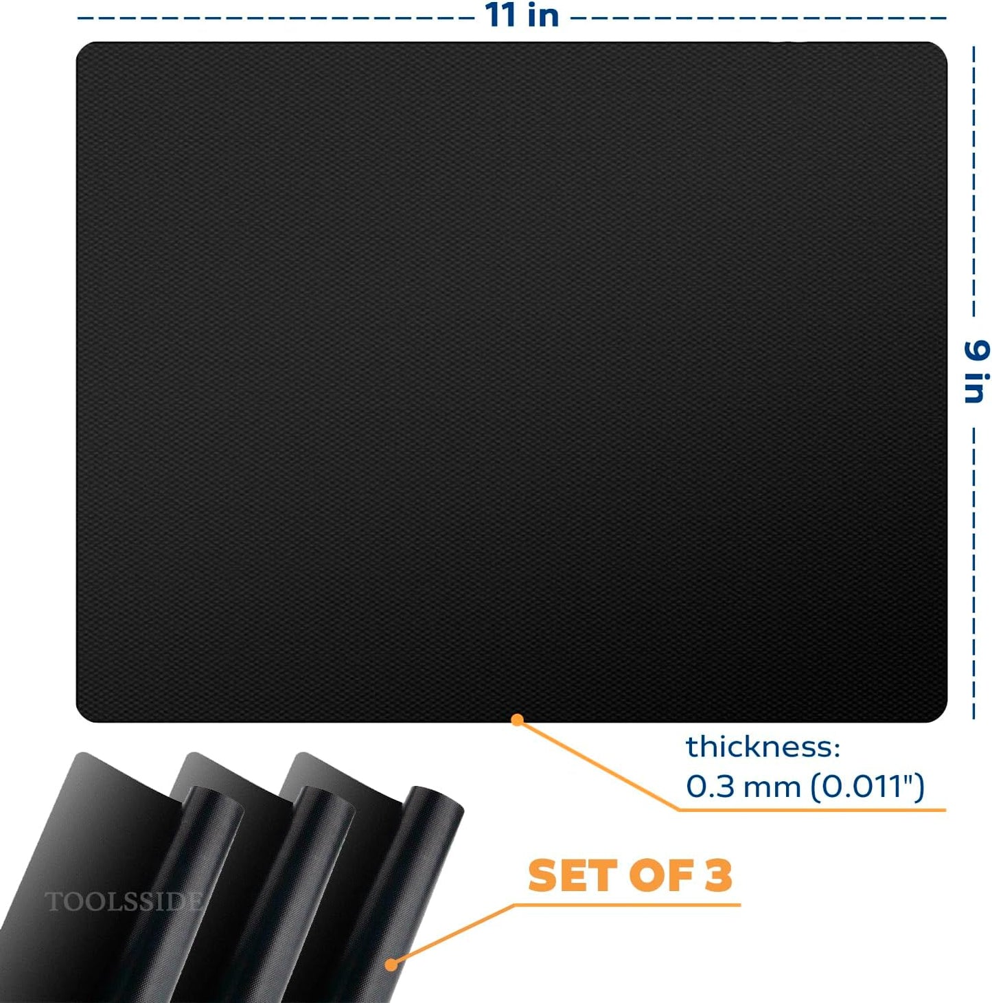 Non-Stick Toaster Oven Liner 3 PACK - 11" X 9" Oven Liners for Bottom of Oven, Great Oven Mat, Teflon Liner for Toaster Ovens, Dishwasher Safe, Best Oven Mat for Bottom of Oven