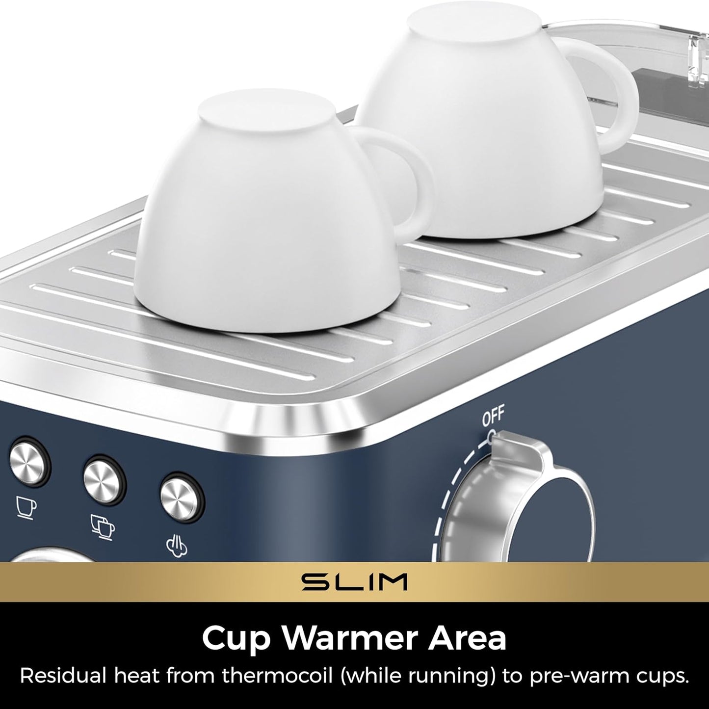 CHULUX Slim Espresso Machine with Milk Frother Steam Wand, 20 Bar Professional Italian Pump Espresso Coffee Machine for Home Cappuccino & Latte Maker, Navy