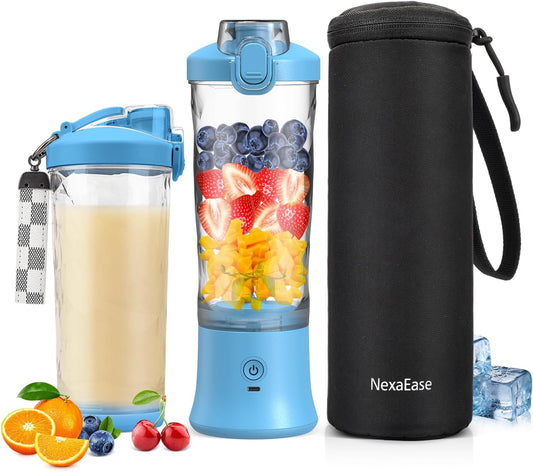 Portable Blender for Shakes and Smoothies- Personal Juicer 20 OZ Electric Protein Shaker Bottle with Insulated Sleeve, USB-C Rechargeable,Travel Lid-Small Blender Cup for Kitchen, Office, Gym,Travel