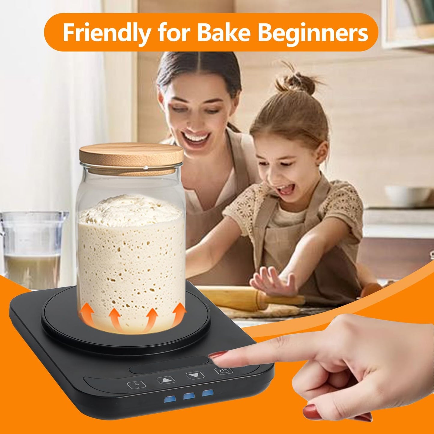 USHYMJT Sourdough Starter Warmer – Precision Temperature Control (70-100°F, 1°F Adjustable) with 12H Timer, Auto Shutoff & Waterproof Thermometer | Compact, Energy-Efficient Design for Home Bakers