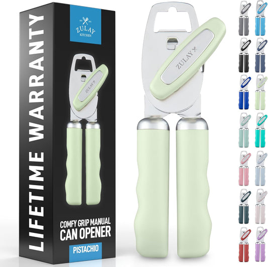 Zulay Kitchen Manual Can Opener with Bottle Opener with Turn Knob