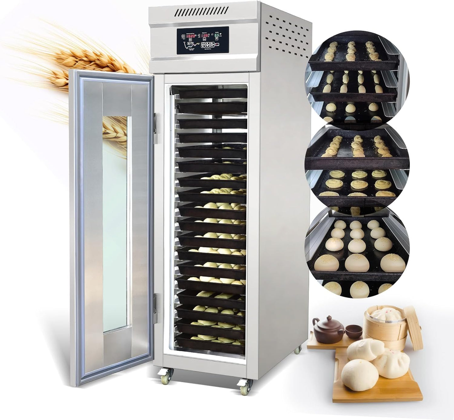 Kolice Commercial Automatic Bakery Dough Proofer, Bread/Dough Baking Proofer Machine-Integrated Cooling, Thawing,Keep Fresh and Fermentation.18 Tray,650L,Temperature : 0C to 45C