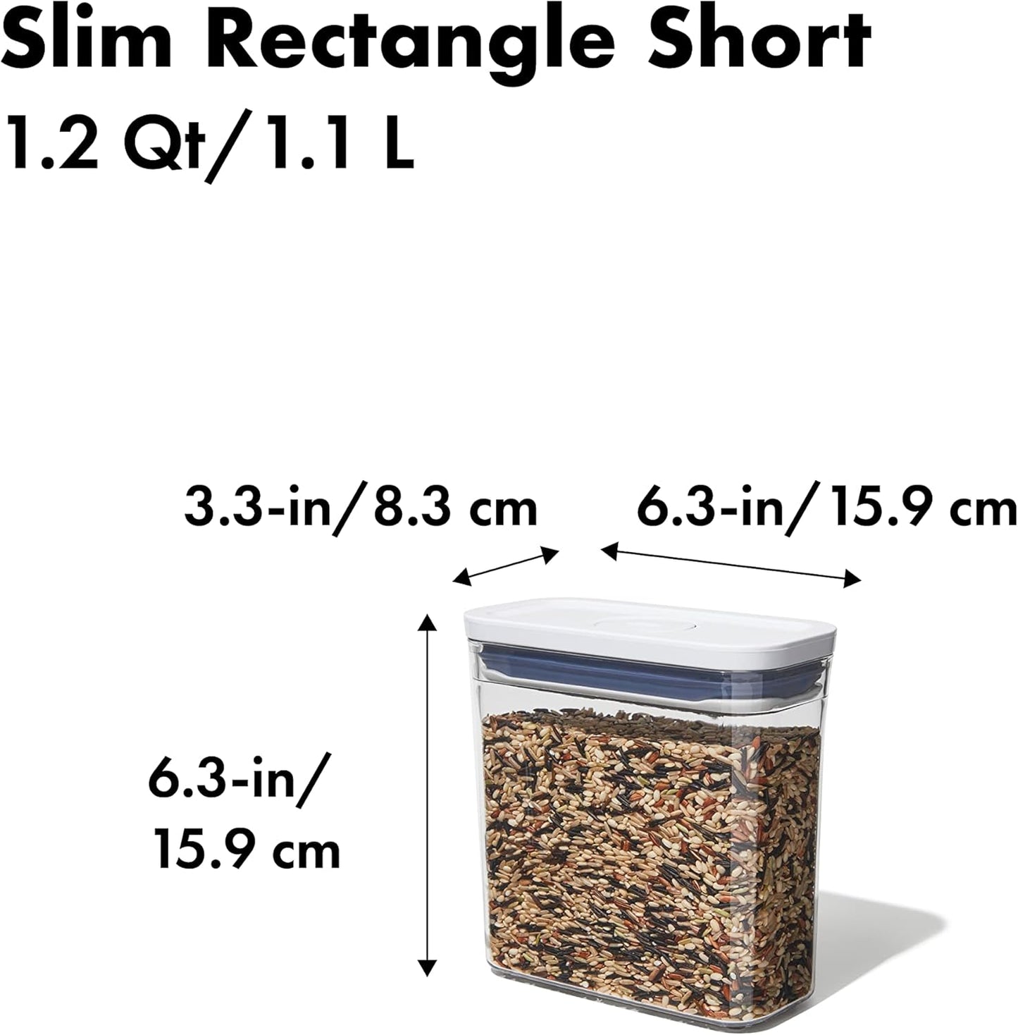 OXO Good Grips POP Container, 1.2 Qt - Rectangle - Pasta, Transparent