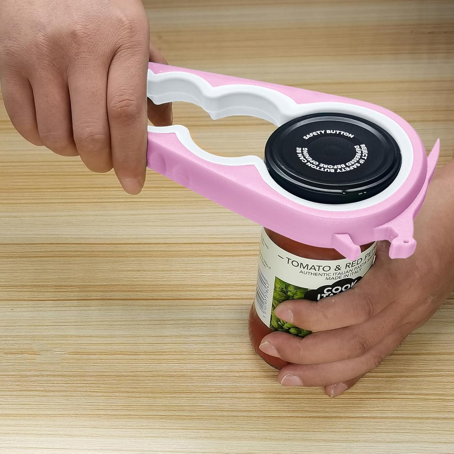 Otstar Jar Opener Bottle Opener and Can Opener for Weak hands, Seniors with Arthritis and Anyone with Low Strength, Mutil Jar Opener Get Lids Off Easily (Pink)