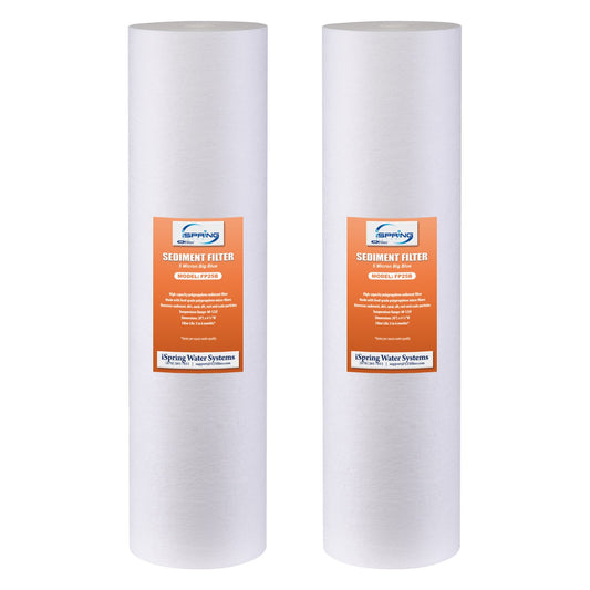 iSpring 5-Micron 20” x 4.5” Whole House Water Filter Cartridges, High Capacity Sediment Filter, Model Number: FP25BX2