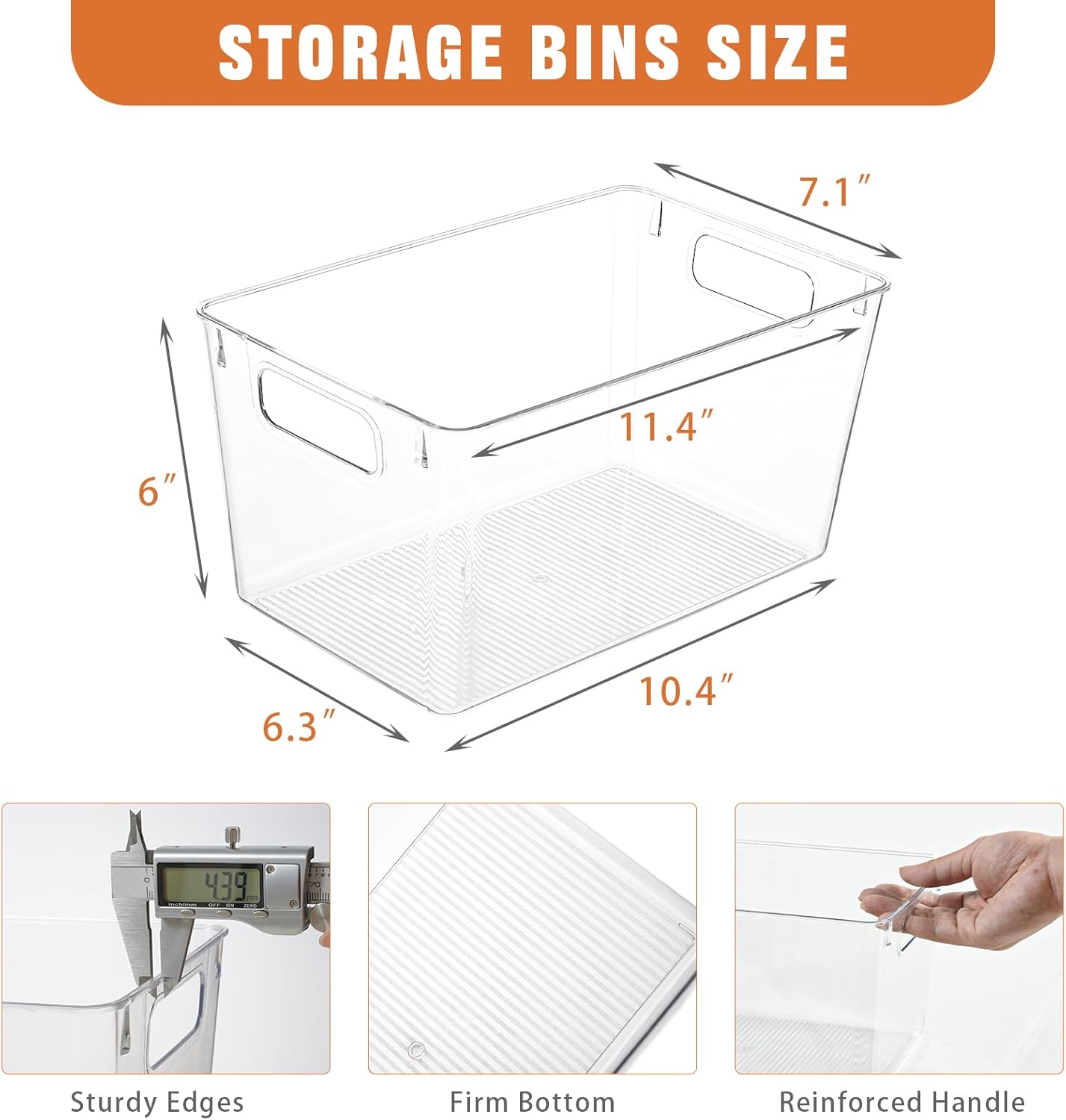 6 Pack Large Clear Plastic Storage Bins,Plastic Containers with Handle for Pantry Organizer and Storage,Perfect for Kitchen,Fridge,Cabinet, Closet,Bathroom Under Sink Storage