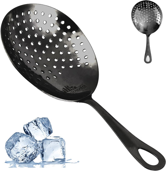 A Bar Above Matte Black Julep Strainer, 304 Stainless Steel Bar Tool for Stirred Cocktails, Fits Cocktail Shakers and Mixing Glasses, Professional Bartender Accessory for Home or Bar