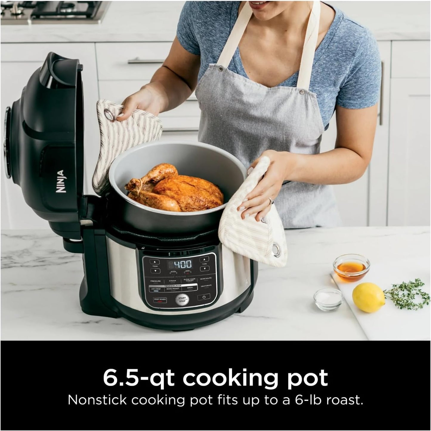 Ninja Foodi 10-in-1 Pressure Cooker & Air Fryer Combo, 6.5 Qt Stainless Steel Multi Cooker – Slow Cook, Steam, Bake, Roast, Dehydrate, Sear – Perfect for Holiday Meals & Family Gifts (OS300)