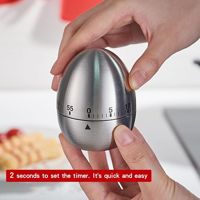 60 Minute Egg Timer, Kitchen Timers for Cooking, Wind Up Timer 0-60 Minutes, Timers for Classroom, Visual Timer for Kids, Mechanical Egg Shape Timer for Saunas and Hard Boiled Eggs (Fruit Shape)