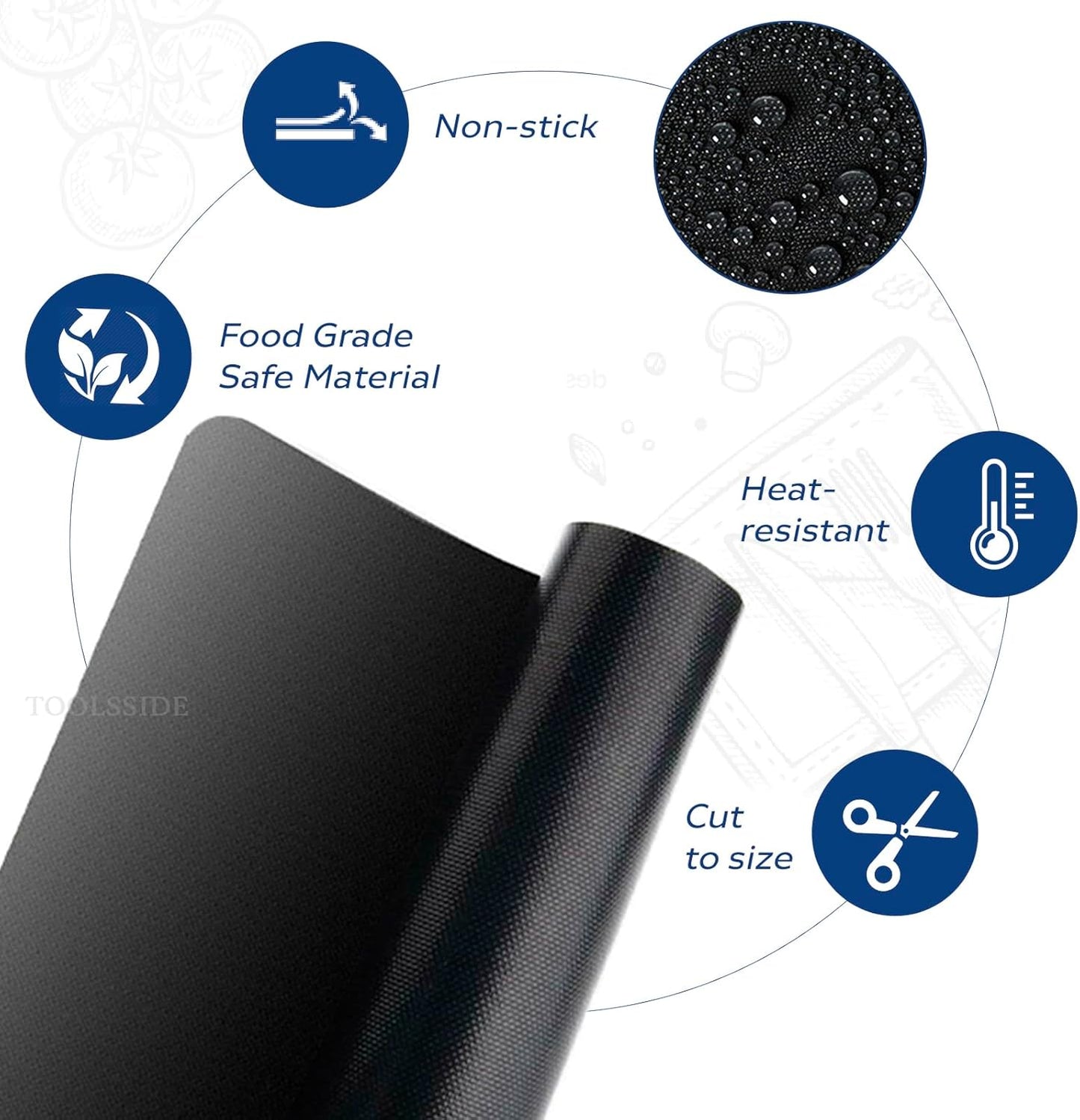 TOOLSSIDE 100% Non-Stick Toaster Oven Liner 2 PACK - 11" X 9" Oven Liners for Bottom of Oven, Great Oven Mat, Teflon Liner for Toaster Ovens, Dishwasher Safe, Best Oven Mat for Bottom of Oven