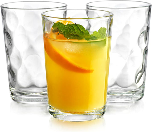 Home Essentials Drinking Glasses - Set of 10 - Juice Glass Small Cups, Premium Quality Cooler 7 Oz. Circular Glassware. Ideal for Water, Juice, Cocktails, and Iced Tea. Dishwasher Safe.