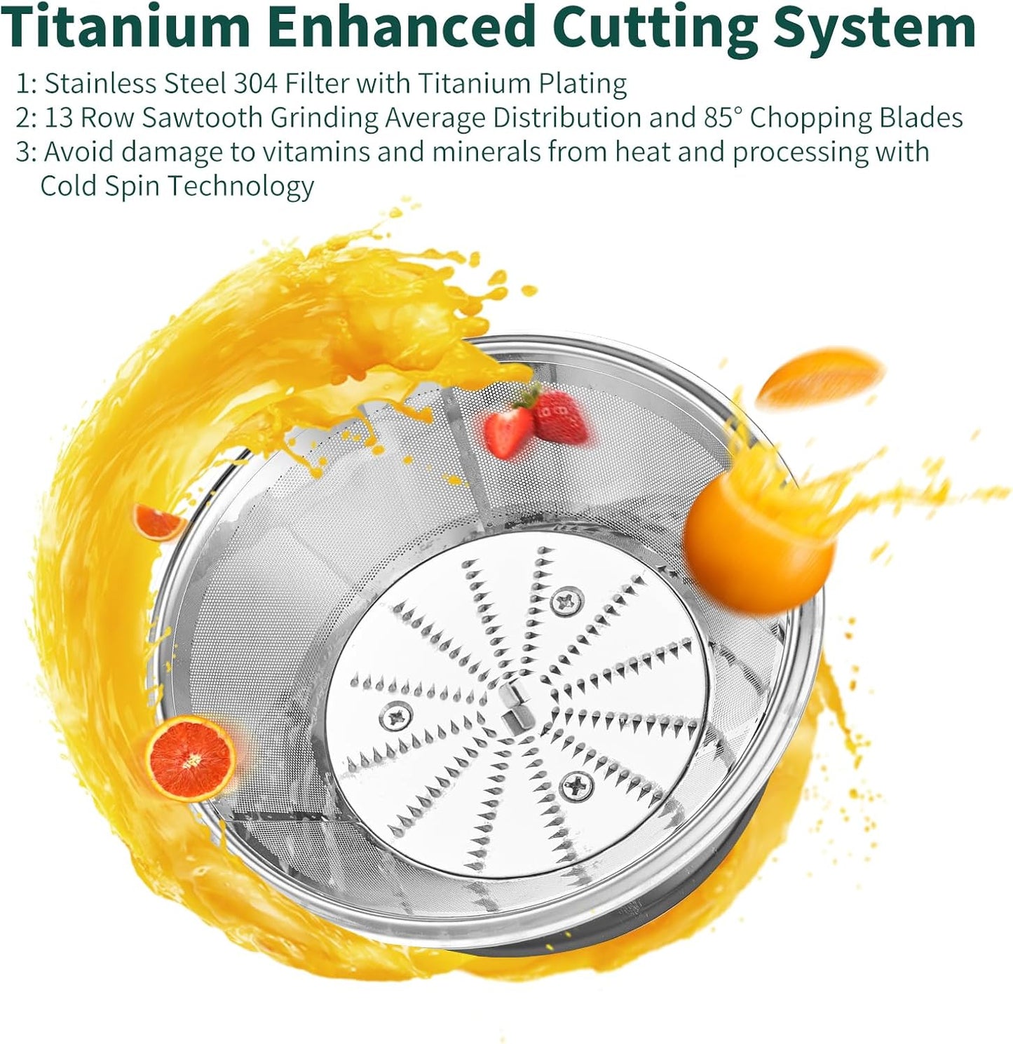 800W Juicer with Titanium Enhanced Cut Disc, Wide 2.8” Feed Chute Juicer Machines for Whole Veggies and Fruits, Centrifugal Juicer with Dual Speed Setting, Easy to Clean with Brush, BPA-Free