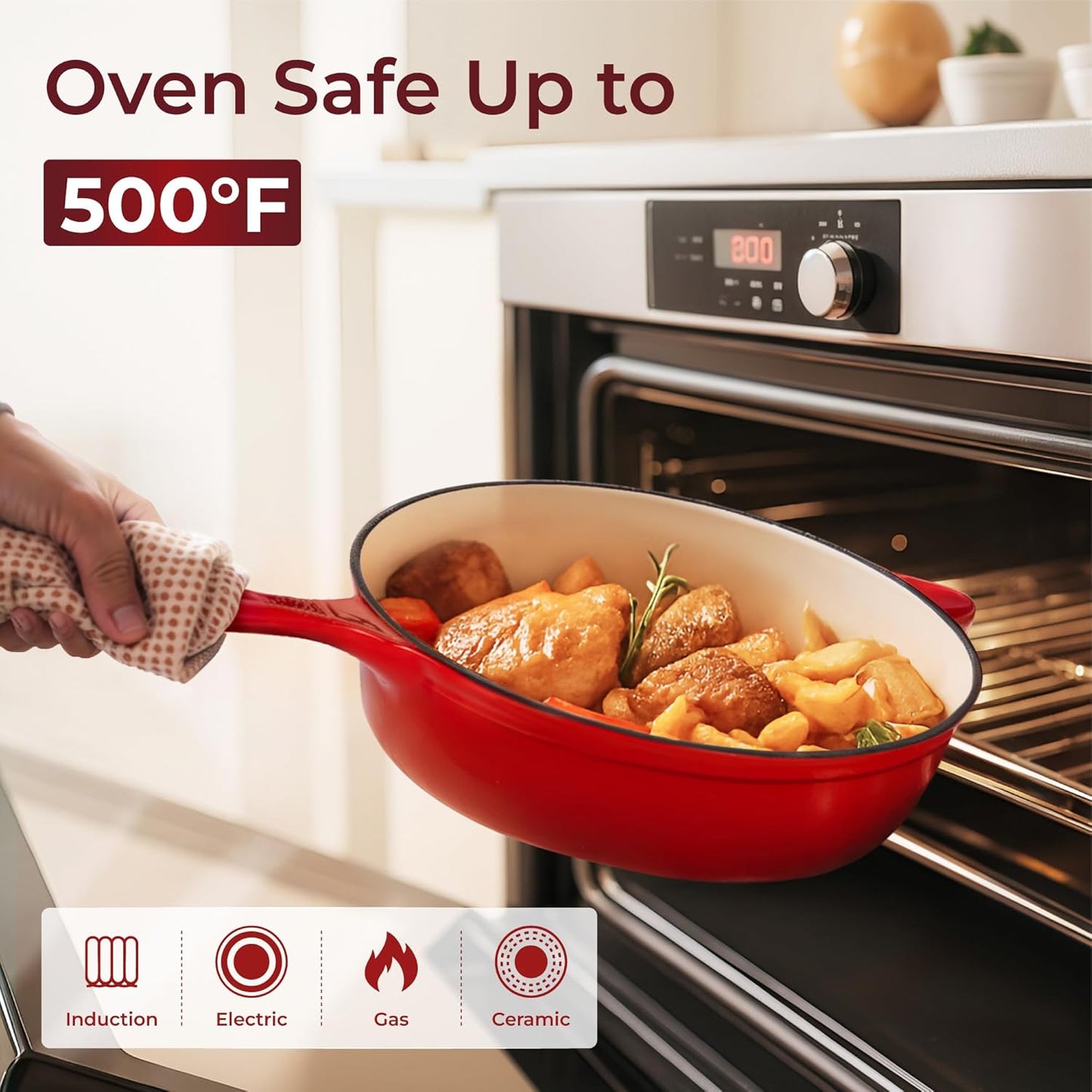 Kitchen Academy Enameled Cast Iron Cookware Sets - 7Pcs Pots and Pans Set Non Stick & Non Toxic, Induction Dutch Oven Set, PFOA&PFAS Free