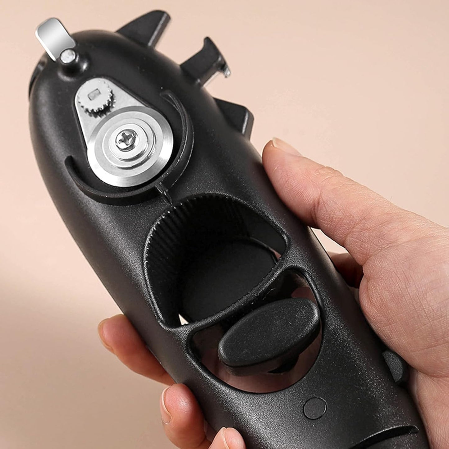 Multifunction Can Opener, 8 in 1 Stainless Steel Manual Bottle Opener, Save Effort (Black)