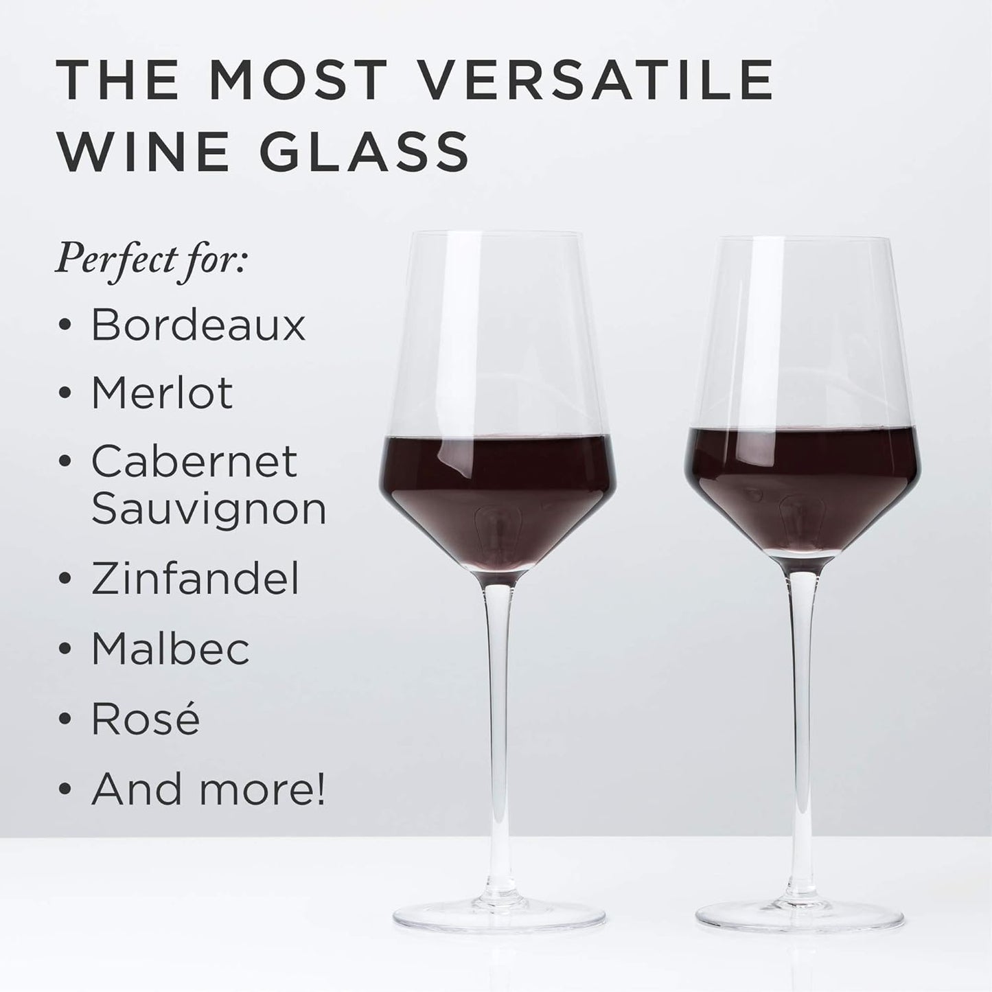 Viski Raye Angled Bordeaux Wine Glasses and Decanter Gift Set, Elegant and Modern Crystal Glassware, Home Bar, Dinner Party, Wedding Gifts, Hosting Essentials, 16 oz & 30 oz, Set of 3