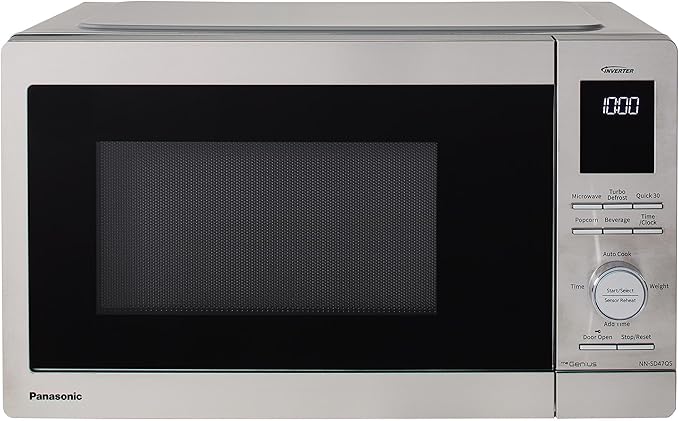 Panasonic Countertop Microwave Ovens, 0.9 Cu. Ft. 1000W, 15 Auto Cooking Presets, Inverter Technology for Even Cooking, with Genius Sensor Technology and Turbo Defrost- NN-SD47QSDAYH