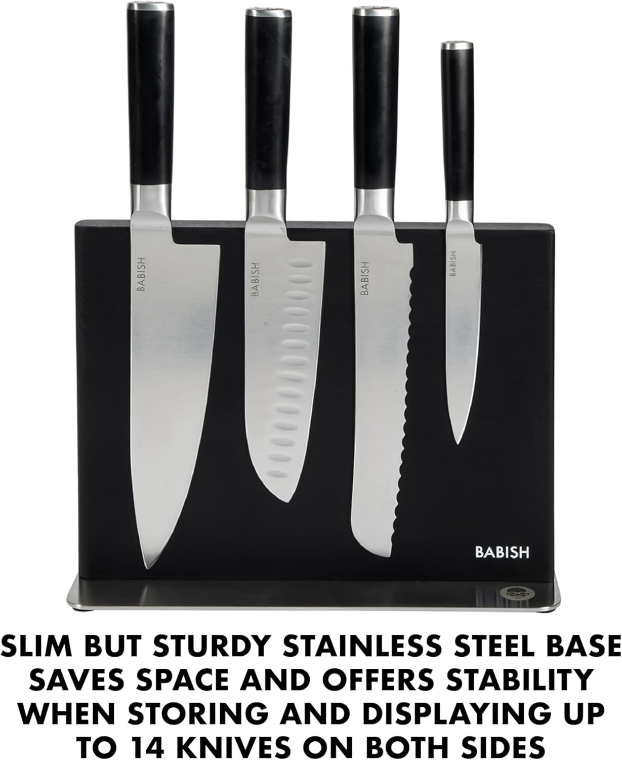 Babish 5 Piece 1.4116 German Steel Magnetic Forged Kitchen Knife Block Set