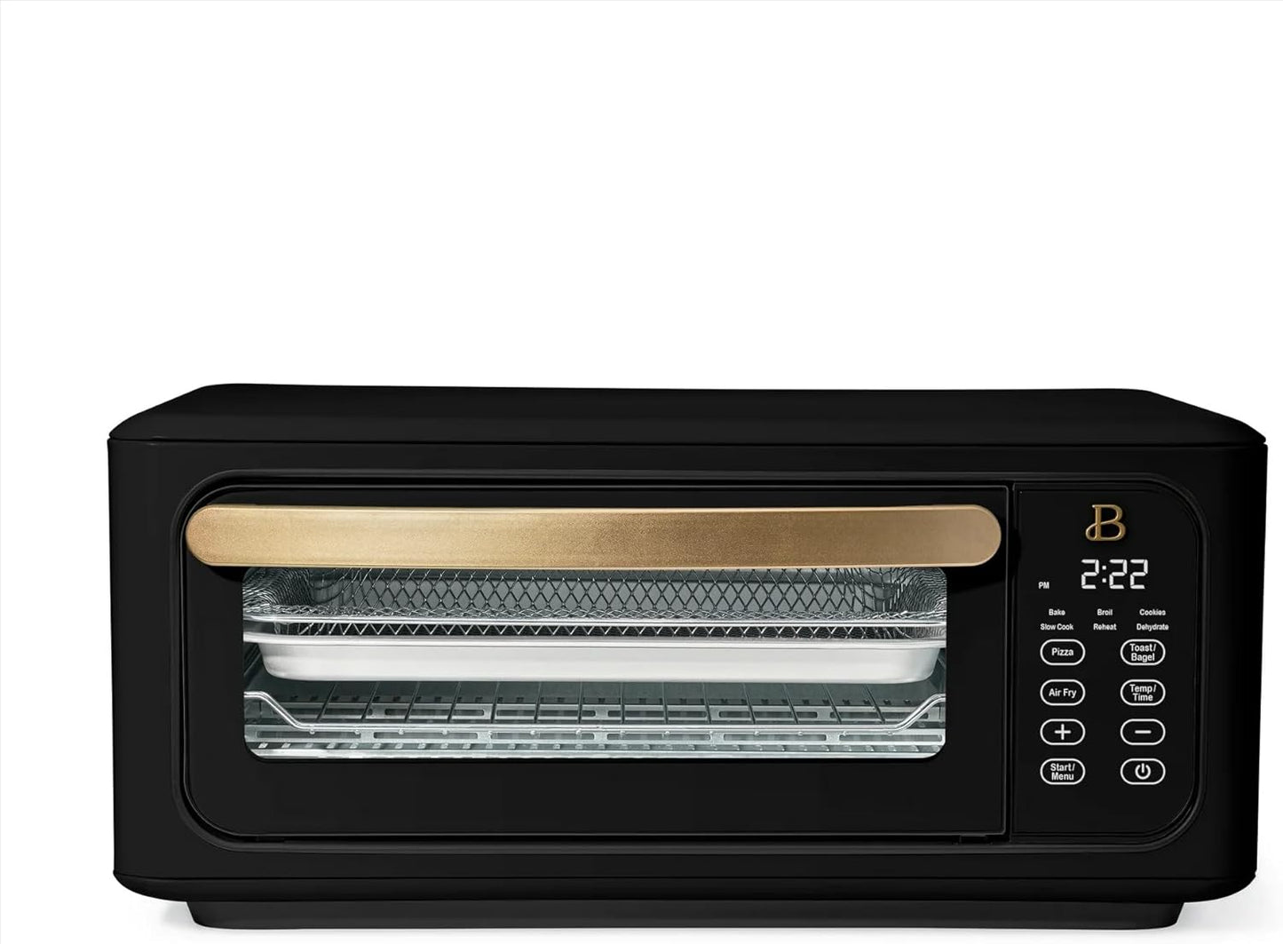 Beautiful Infrared Air Fryer Toaster Oven Combo - 10-in-1 Countertop Convection Oven with Air Fry, Bake, Pizza, Toast & Dehydrate Functions - 1800W Stainless Steel Kitchen Appliance (Black Sesame)