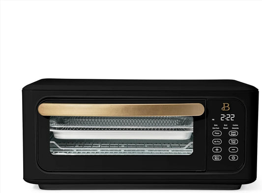 Beautiful Infrared Air Fryer Toaster Oven Combo - 10-in-1 Countertop Convection Oven with Air Fry, Bake, Pizza, Toast & Dehydrate Functions - 1800W Stainless Steel Kitchen Appliance (Black Sesame)