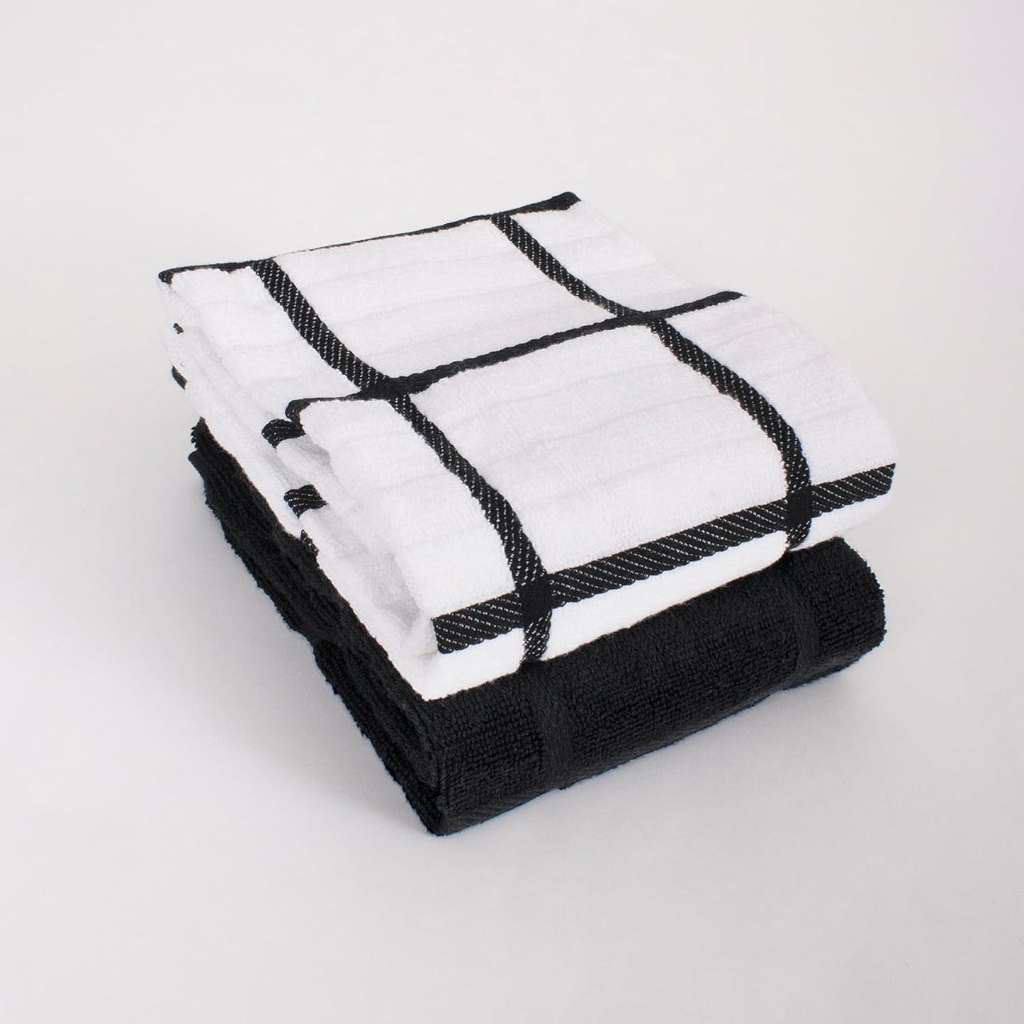 All-Clad Solid & Coordinate Kitchen Towels: Highly Absorbent, Super Soft Long Lasting 100% Cotton, 17" x 30" Tea Towels for Cleaning & Drying Dishes, Pans, Glassware, Countertops, 4-Pack, Black