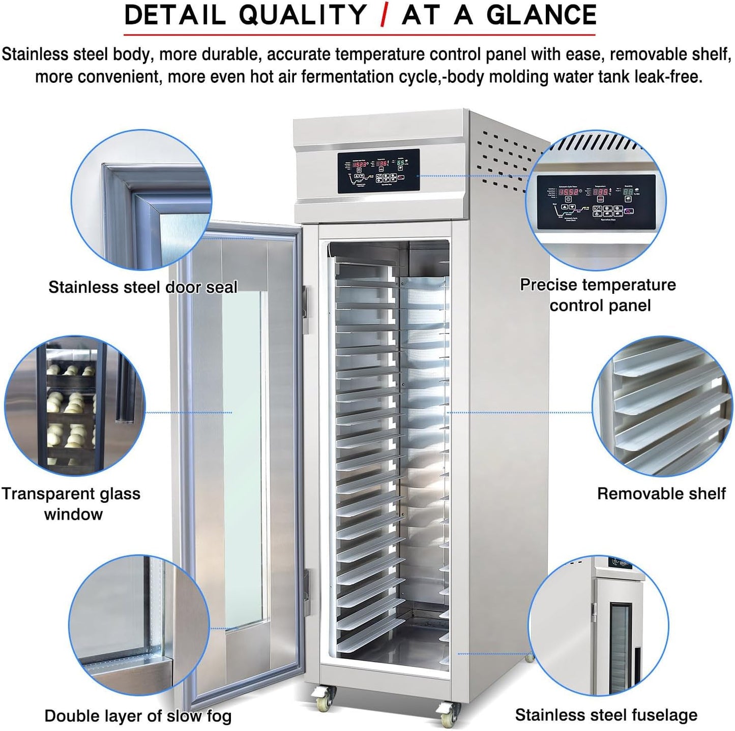 Kolice Commercial Automatic Bakery Dough Proofer, Bread/Dough Baking Proofer Machine-Integrated Cooling, Thawing,Keep Fresh and Fermentation.18 Tray,650L,Temperature : 0C to 45C