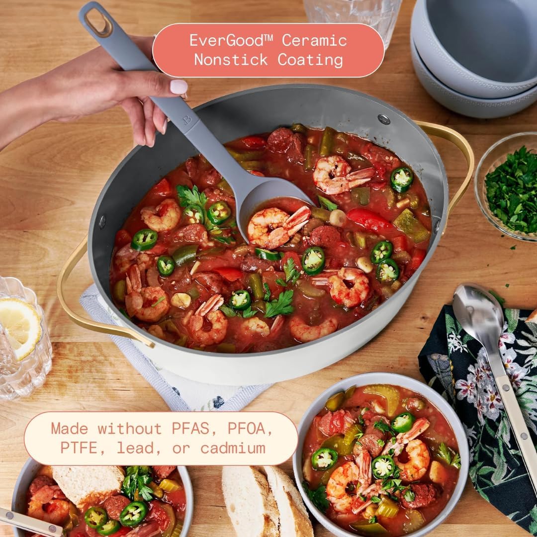 Beautiful 10-in-1 Electric Multi-Cooker by Drew Barrymore, 6-quart, digital display, 10 cooking functions, non-stick pot, easy one-touch control (White Icing)