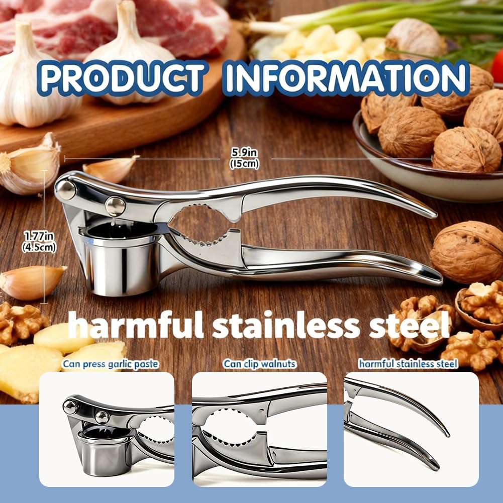 1 Pack Garlic Press, Lightweight-Duty Rust-Resistant Garlic Mincer & Crusher with Ergonomic Handle, Easy Squeeze, Easy Clean, Dishwasher Safe