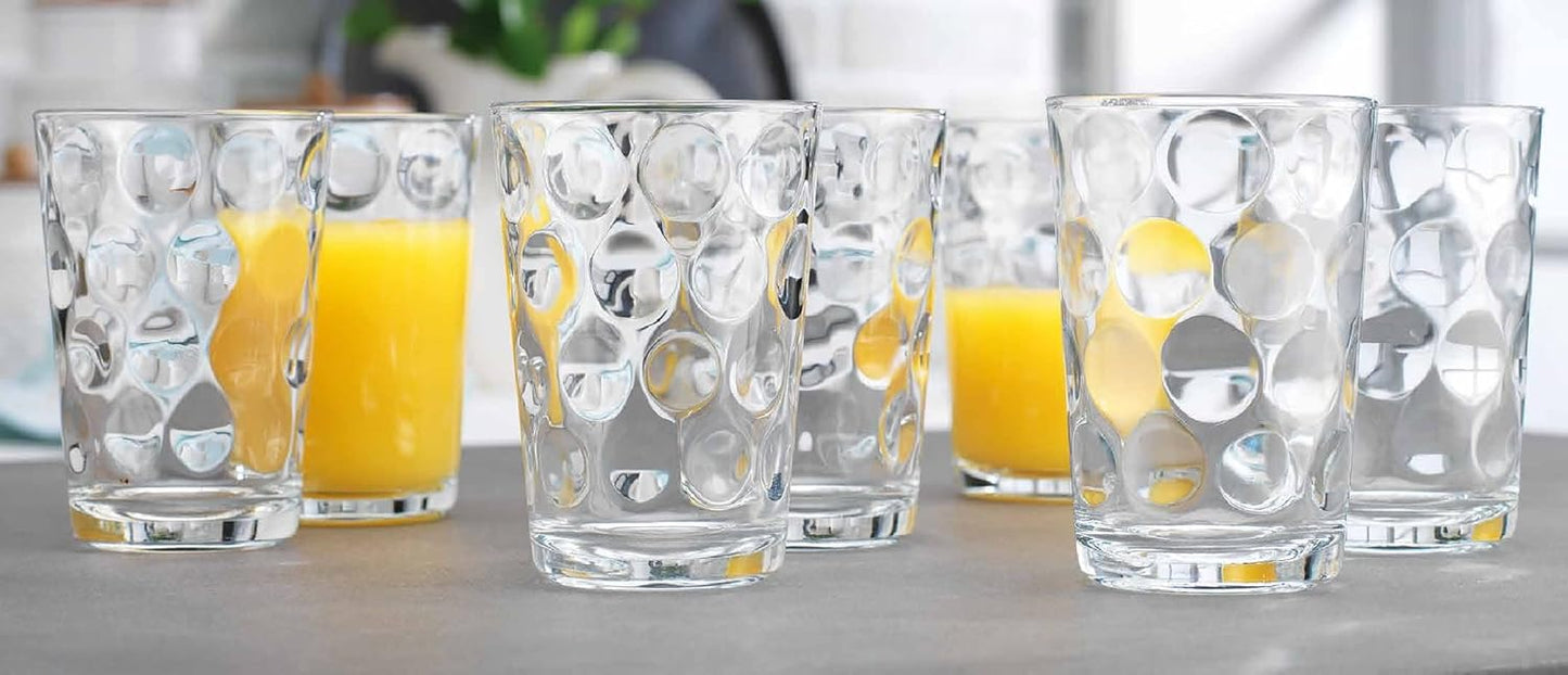 Home Essentials Drinking Glasses - Set of 10 - Juice Glass Small Cups, Premium Quality Cooler 7 Oz. Circular Glassware. Ideal for Water, Juice, Cocktails, and Iced Tea. Dishwasher Safe.