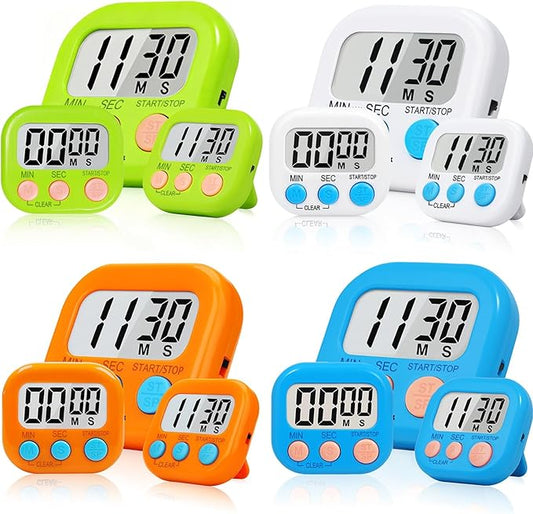 12 Pack Digital timers for Classroom, Magnetic Countdown Kitchen Timers for Cooking, Big Digits Loud Alarm Timer for Kids, Teachers, Sports, Study, Gym, Training, Baking