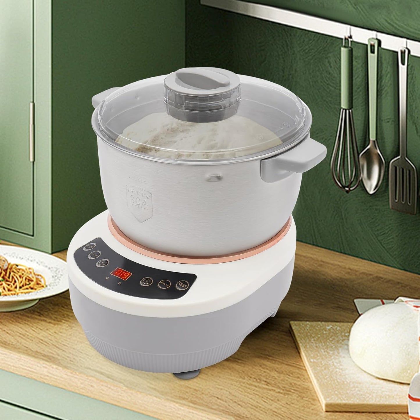 169oz Electric Dough Maker with Fermentation, 200W Dough Stand Mixer Machine with 140-170 RPM,Built-in Microcomputer Timer,Digital Screeny, Automatic Kneading Machine for Bakery (Silver)