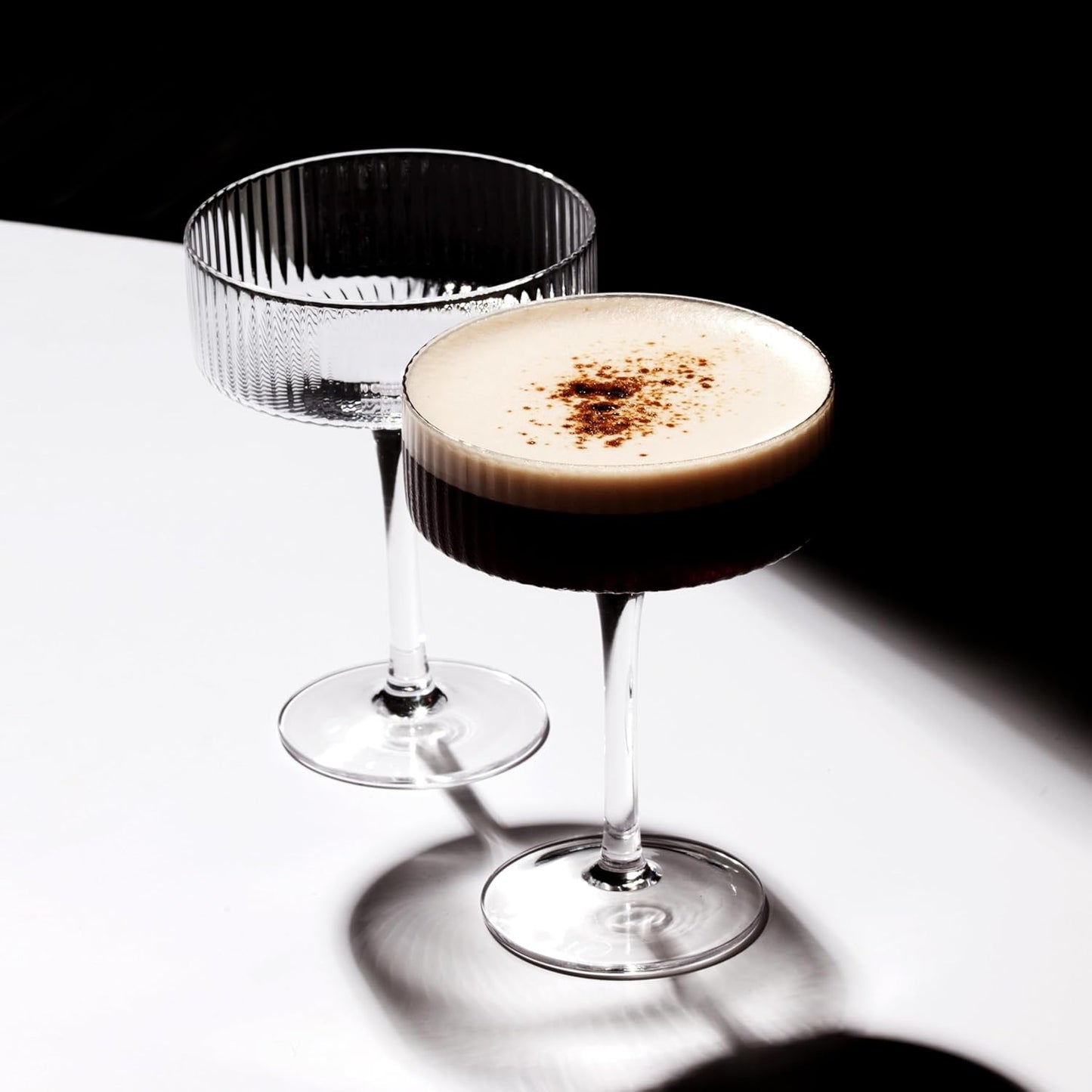 LEMONSODA Ribbed Martini Coupe Glasses - Classic Barware for Espresso Martini, Manhattan, Cosmopolitan – Handcrafted Luxury Glassware for Home Entertaining (Ribbed 9.5oz, Set of 24) (2267)