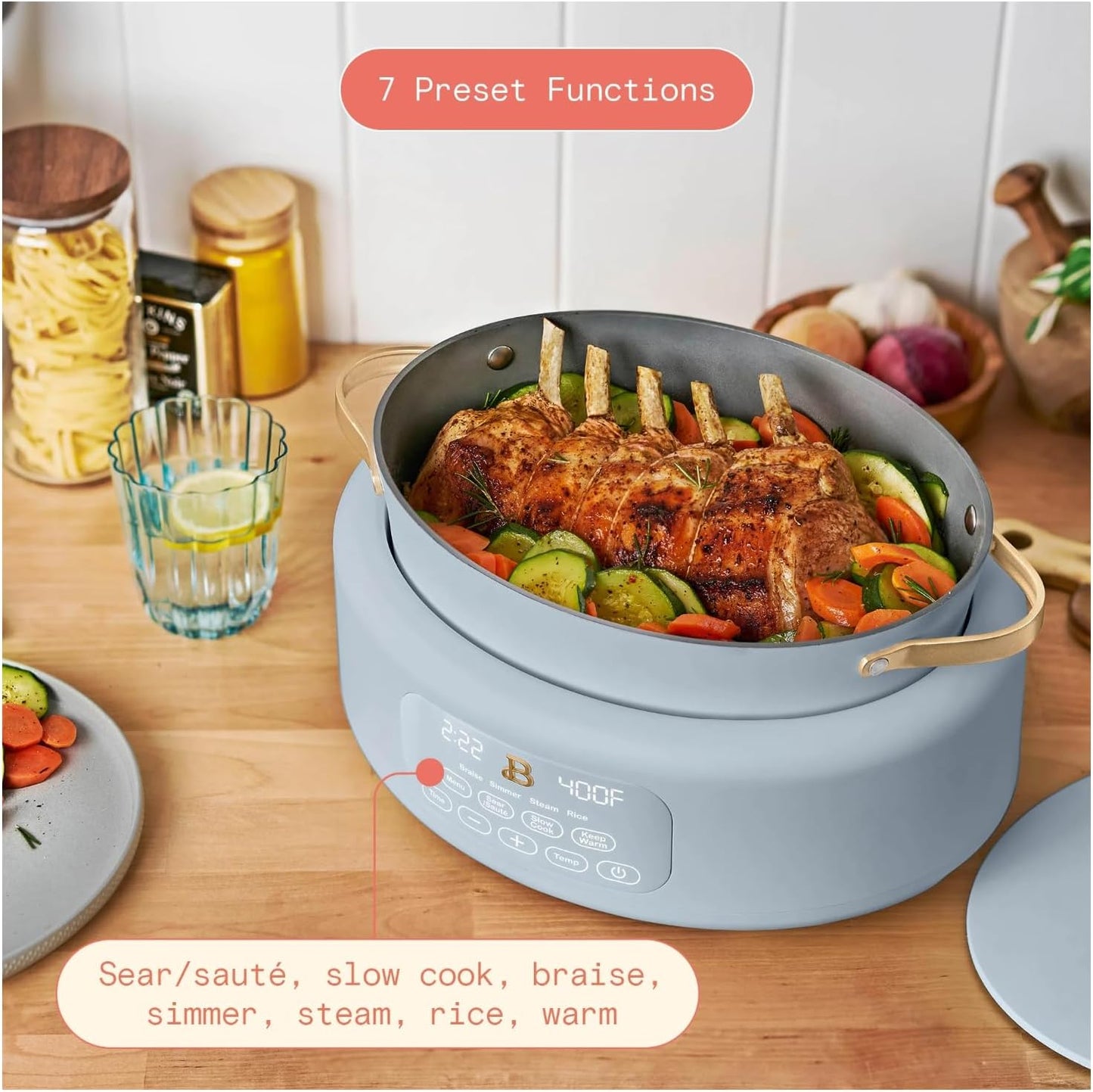 Beautiful 10-in-1 6 Qt Electric Multi-Cooker – Cook Faster & Healthier with Versatile Functions: Ideal for Holiday Recipes, Thanksgiving Sides, Christmas Parties & Family Gatherings