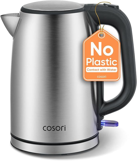 COSORI Electric Kettle, Stainless Steel Tea Kettle, Plastic-free Inner Lid, Filter and Spout, Easy to Clean, Automatic Shut Off & Boil-Dry Protection, Hot Water Boiler & Heater, 1.7L, 1500W
