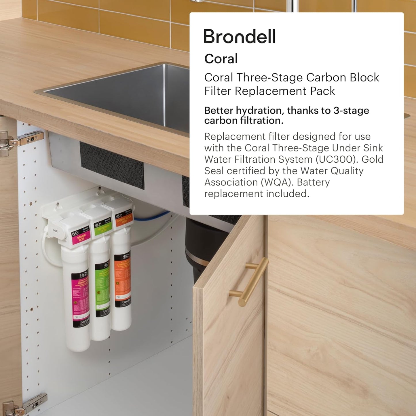 Brondell H2O+ Coral UC300 Three-Stage Undercounter Water Filtration System (UF-35 Replacement Filters)