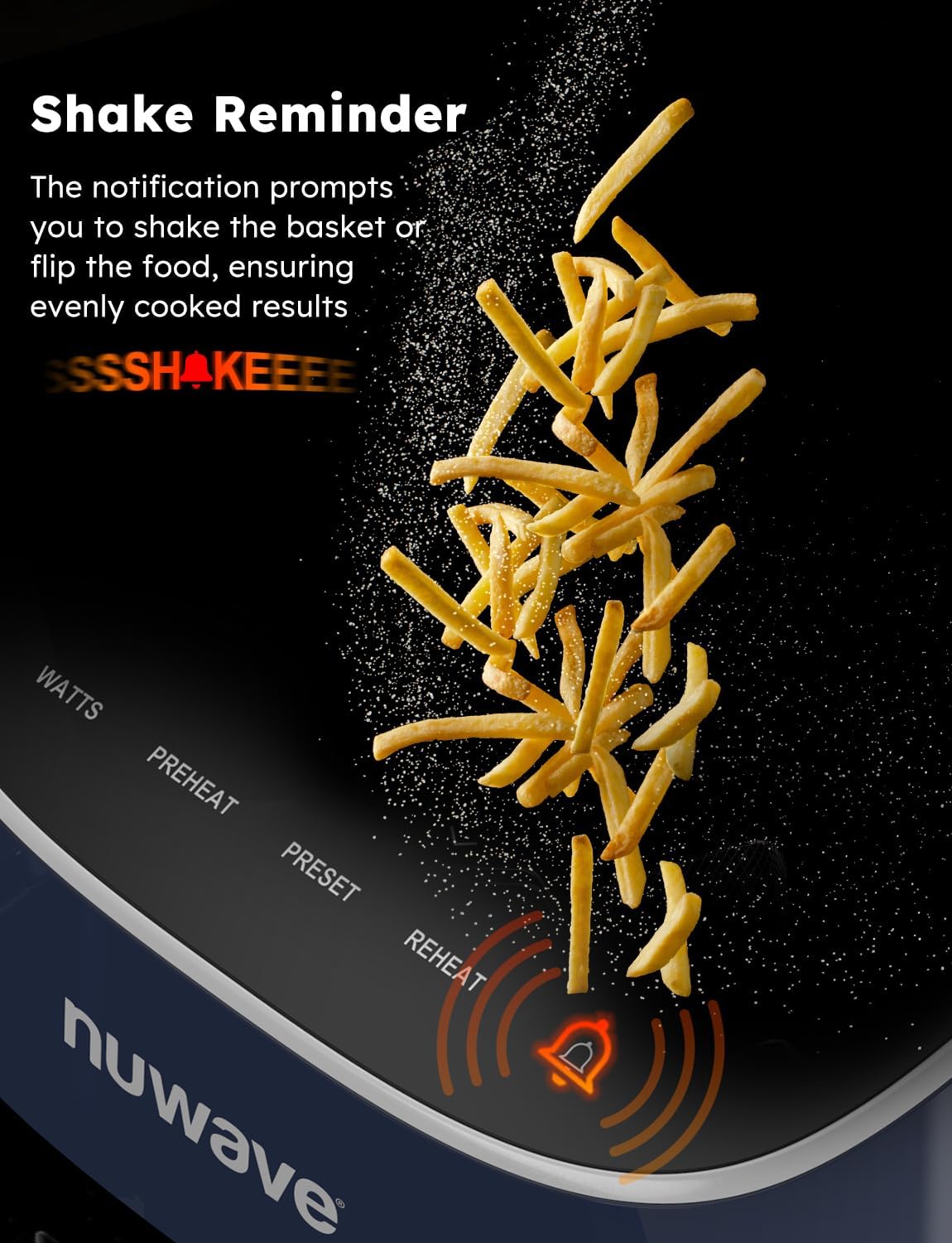 Nuwave Brio Plus 8 Qt Air Fryer, PFAS Free, New & Improved, Digital Touch Screen, Cool White Display, 50°F~400°F in Precise 5°, 5 Cook Functions, 100 Presets & 50 Memory, 3 Wattages 700, 1500, 1800