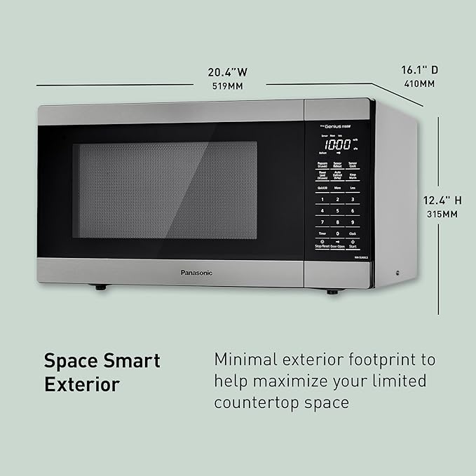 Panasonic Microwave Oven, 1.3 cu. ft. 1000W Countertop Microwave with Genius Sensor Cooking - NN-SU66LS (Stainless Steel)