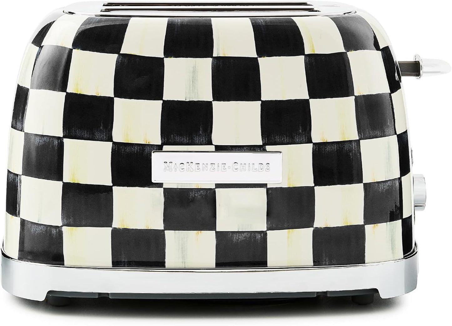 MACKENZIE-CHILDS 2-Slice Toaster, Decorative Toaster for Kitchen, Black-and-White Courtly Check
