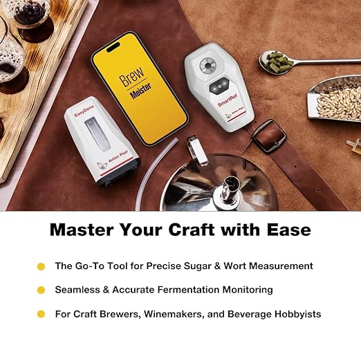 SmartRef Digital Refractometer by Anton Paar – High-Precision Brix & Wort Meter for Beer Brewing, Winemaking, Fermentation | Bluetooth, ATC, Automatic Wort & Alcohol Correction, est. ABV