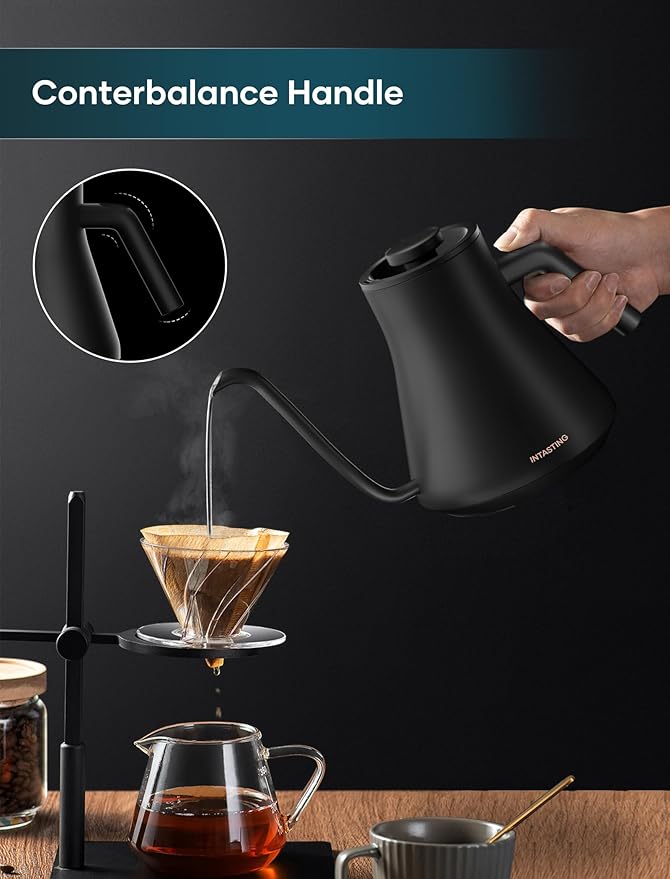 Electric Kettles, Gooseneck Electric Kettle, ±1℉ Temperature Control, Stainless Steel Inner, Quick Heating, for Pour Over Coffee, Brew Tea, Boil Hot Water, 0.9L Artisan