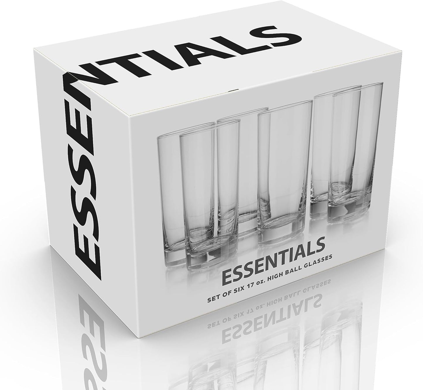 Glaver's Highball Drinking Glasses, Set of 6 Everyday Basic Glassware Set. 17 oz Tall Kitchen Glas Cups Uses for Bar Glasses Cocktail Water Juice Coffee